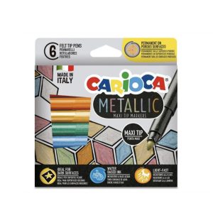 Caja de 6 Marcadores Permanentes Carioca Metallic Punta Maxi 6mm