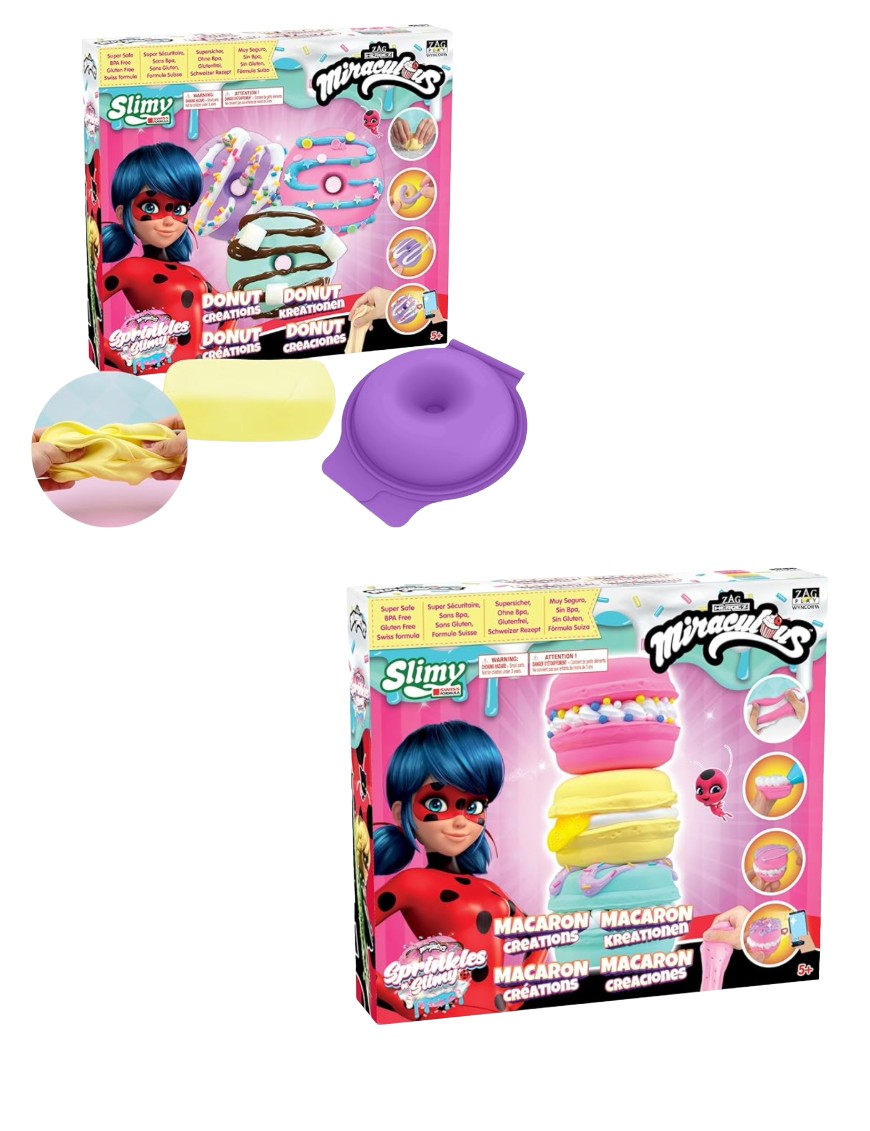 Combo Slime Miraculous Sprinkles n’ Slimy x2 (Donas + Macarrones)